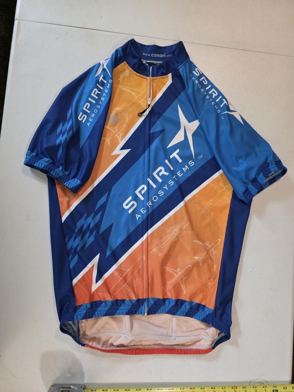Spirit AeroSystems Canari Full Zip Cycling Jersey Blue Orange Men's M